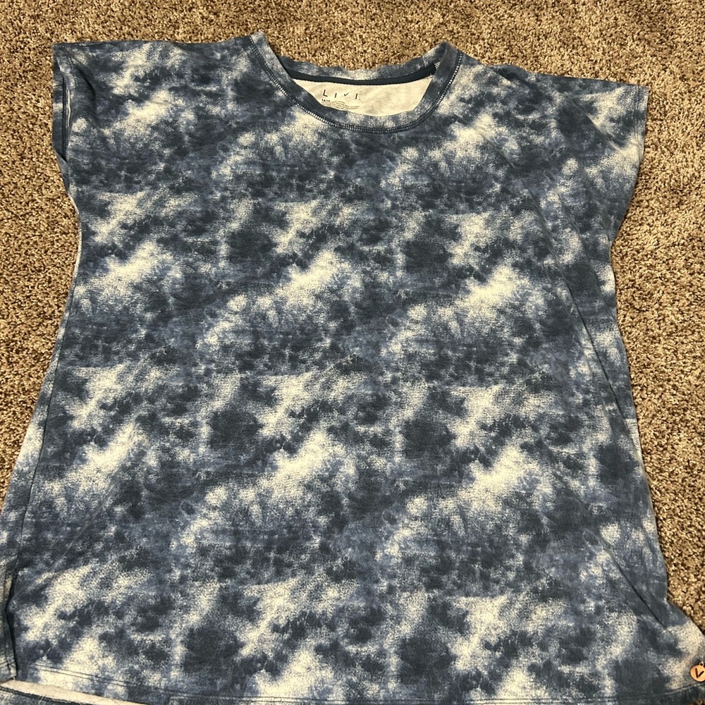 Blue and White Tie-Dye T-Shirt by Livi from Lane Bryant
